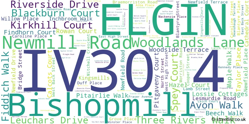A word cloud for the IV30 4 postcode